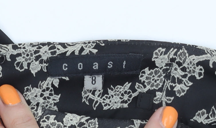 Coast Women's Black Floral Strapless Dress Size 8