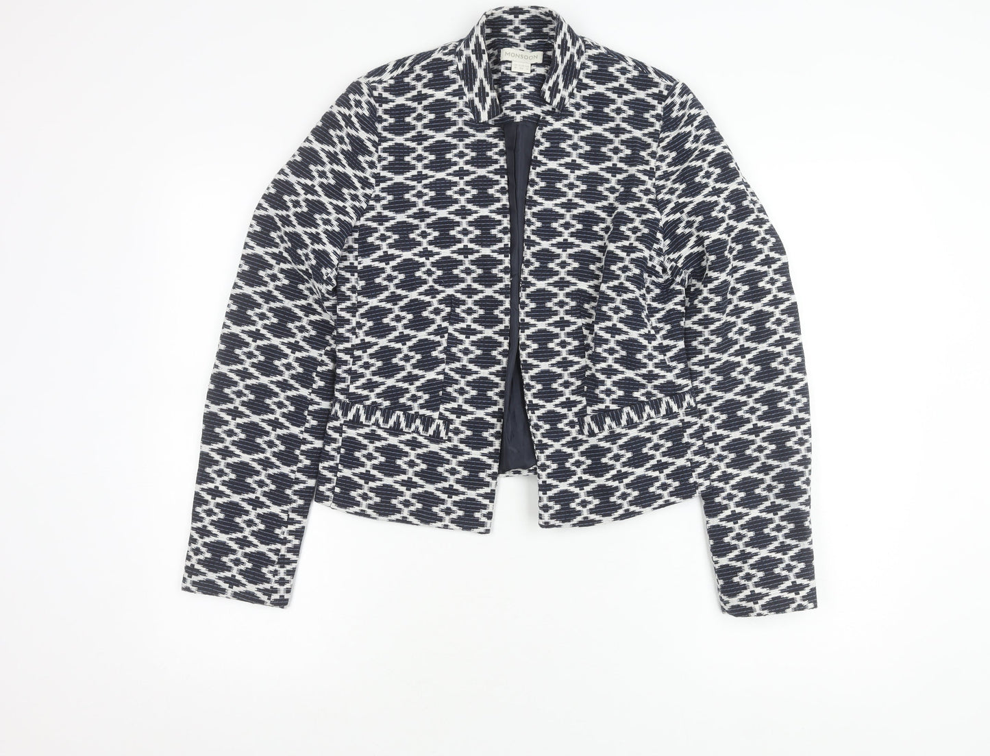 Monsoon Women's Blue Geometric Suit Jacket Size 8