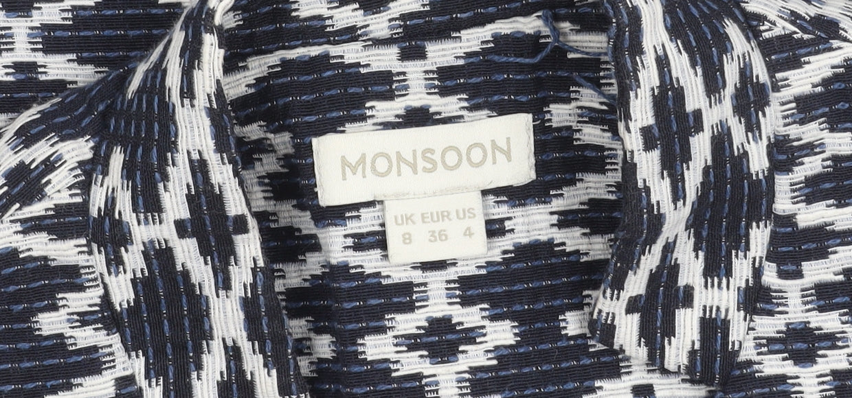 Monsoon Women's Blue Geometric Suit Jacket Size 8