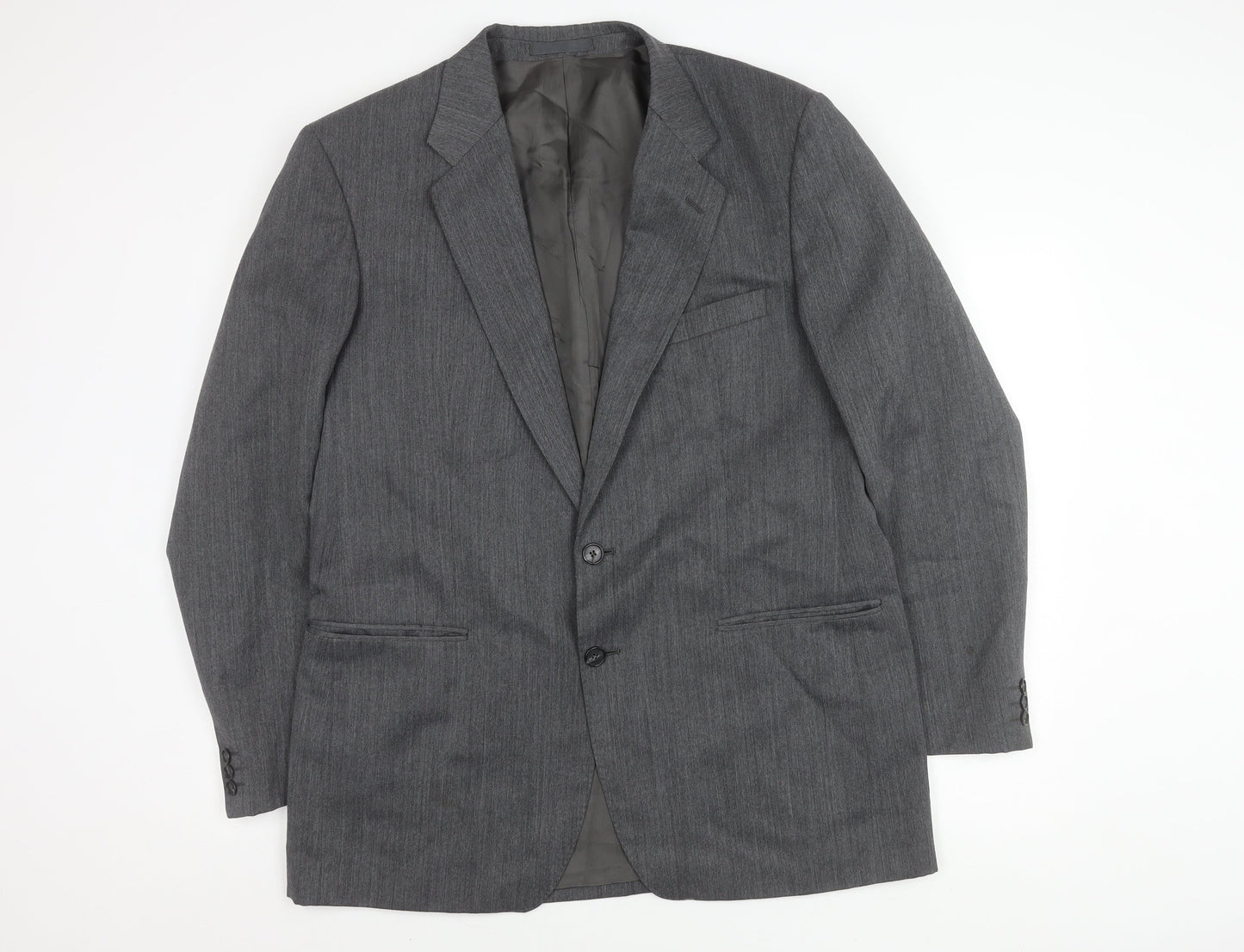 St Michael Men’s Grey Long Blazer, 42L, Polyester Wool