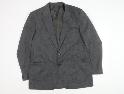 St Michael Men’s Grey Long Blazer, 42L, Polyester Wool