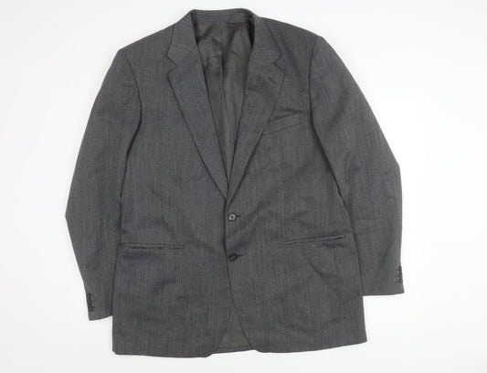 St Michael Men’s Grey Long Blazer, 42L, Polyester Wool