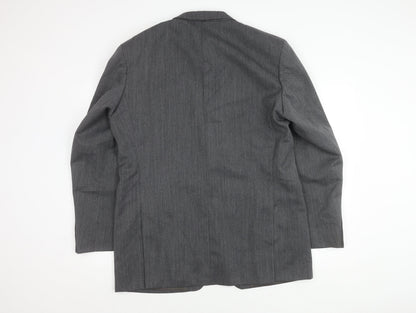 St Michael Men’s Grey Long Blazer, 42L, Polyester Wool