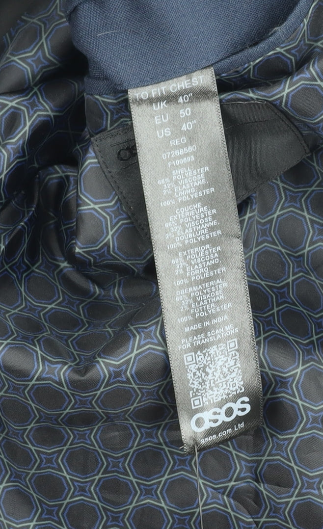 ASOS Men's Blue Blazer - Size 40 - Stylish Single-Breasted Jacket
