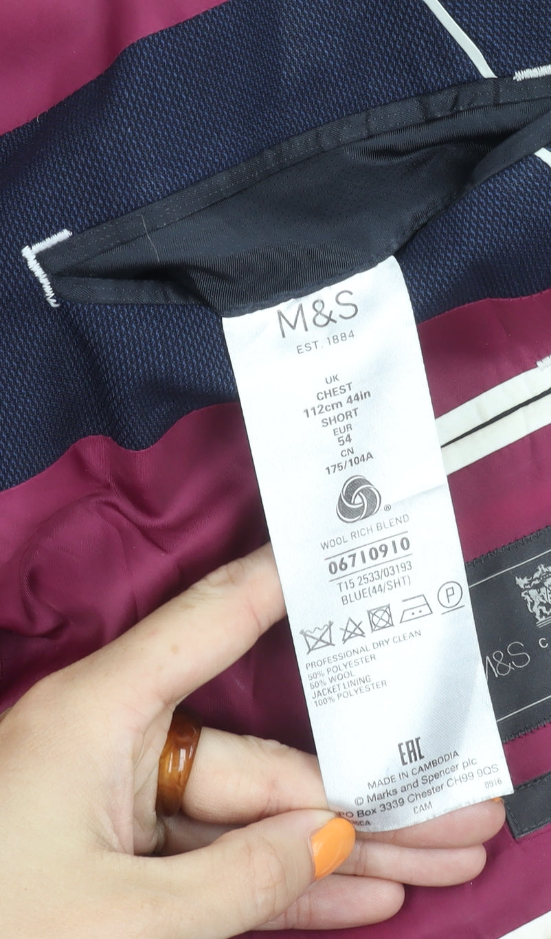 Mens UK Size 44 Marks and Spencer  Blue Suit Jacket