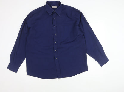 BHS Men's Blue Long Sleeve Button-Up Shirt 16