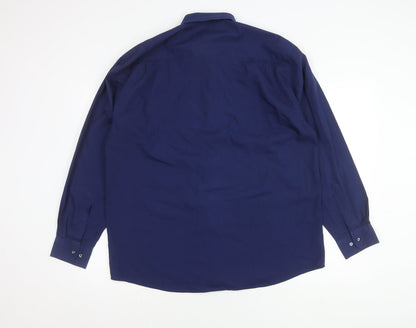 BHS Men's Blue Long Sleeve Button-Up Shirt 16