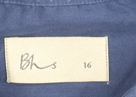 BHS Men's Blue Long Sleeve Button-Up Shirt 16