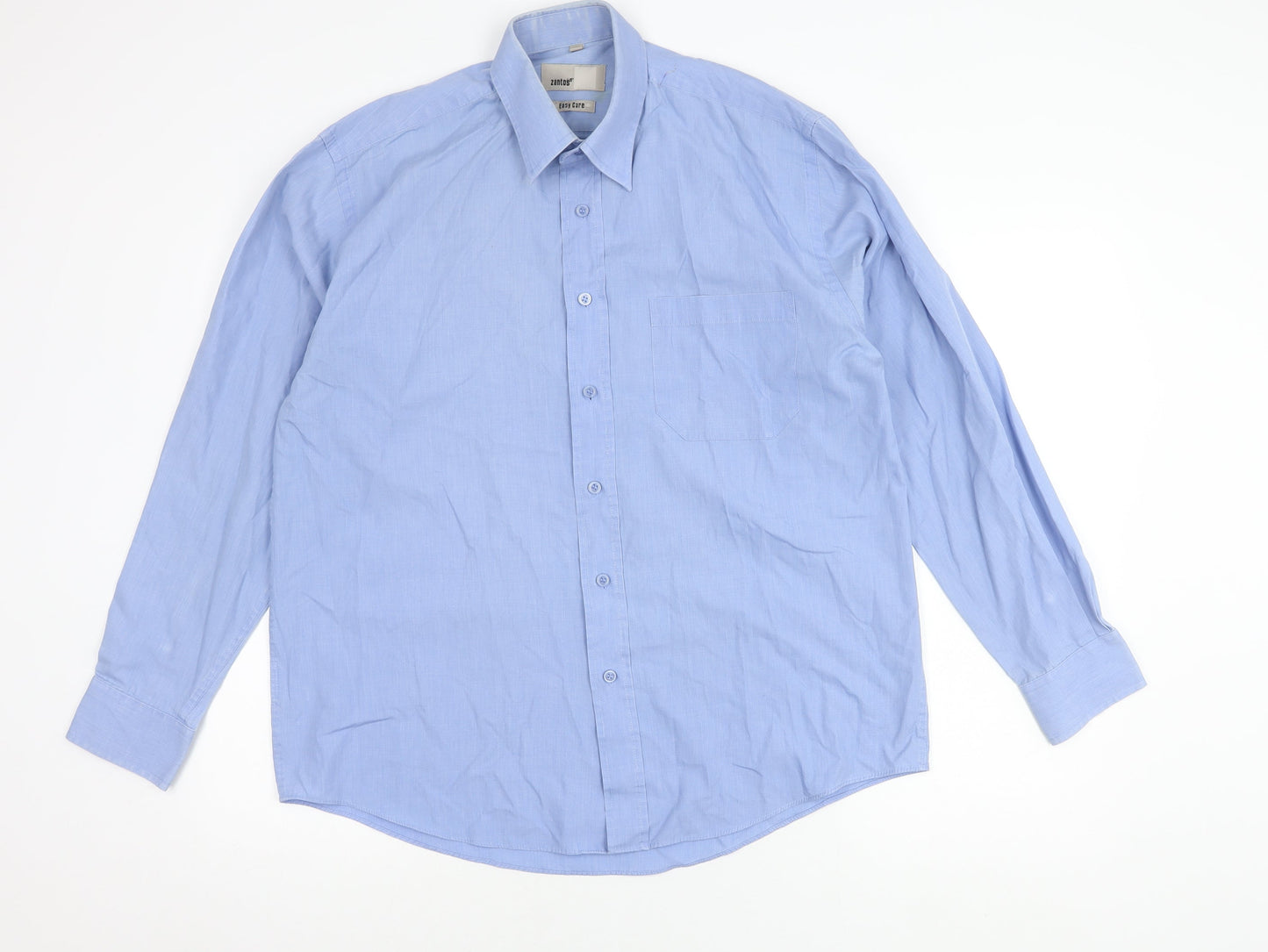 Zantos Men's Blue Long Sleeve Button-Up Shirt