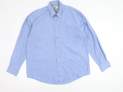 Zantos Men's Blue Long Sleeve Button-Up Shirt
