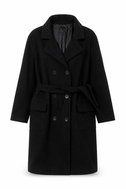 Boohoo Women's Black Overcoat Size 14 Belted