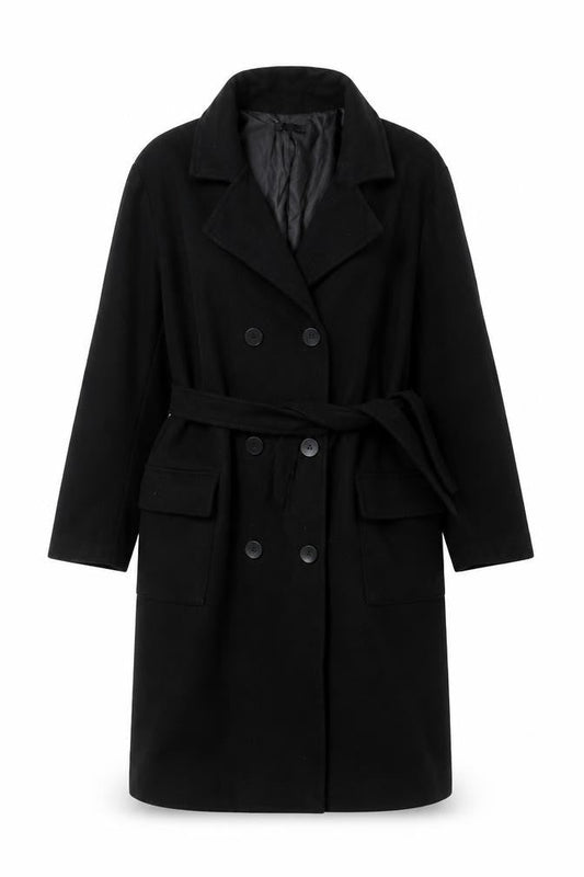 Boohoo Women's Black Overcoat Size 14 Belted
