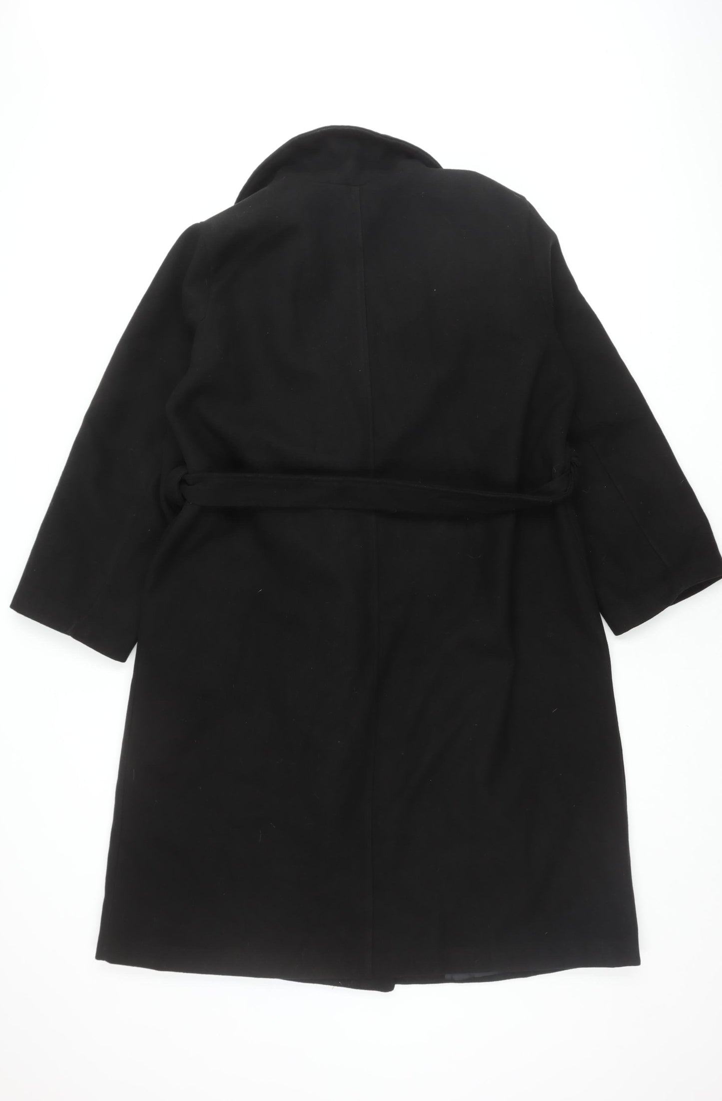 Boohoo Women's Black Overcoat Size 14 Belted
