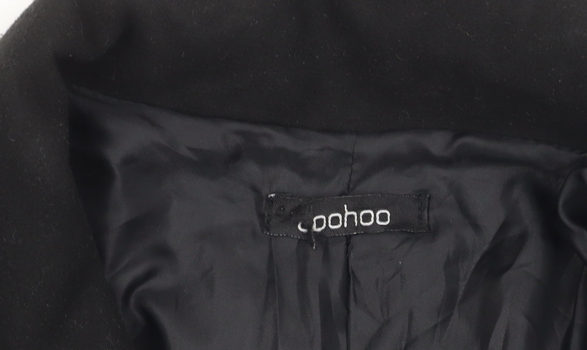 Boohoo Women's Black Overcoat Size 14 Belted