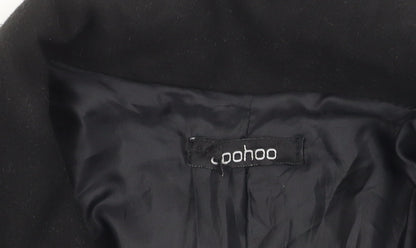 Boohoo Women's Black Overcoat Size 14 Belted