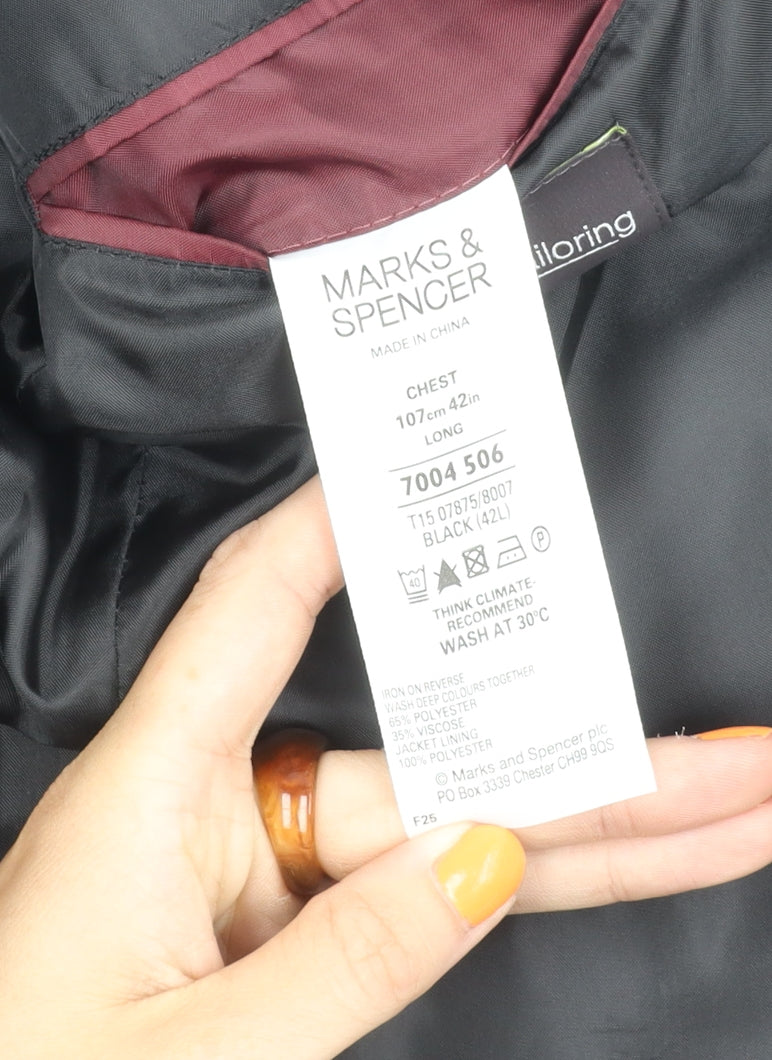 Marks and Spencer Men's Black Long Suit Jacket 42L