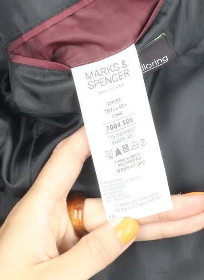 Marks and Spencer Men's Black Long Suit Jacket 42L