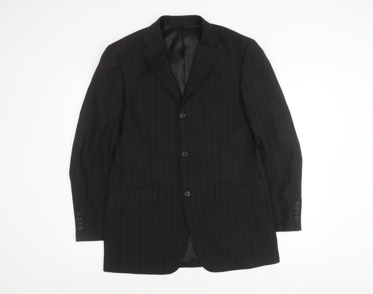 Milan Collection Men's Black Striped Suit Jacket 38