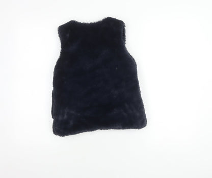 Marks and Spencer Girls Navy Faux Fur Waistcoat 8-9 Years