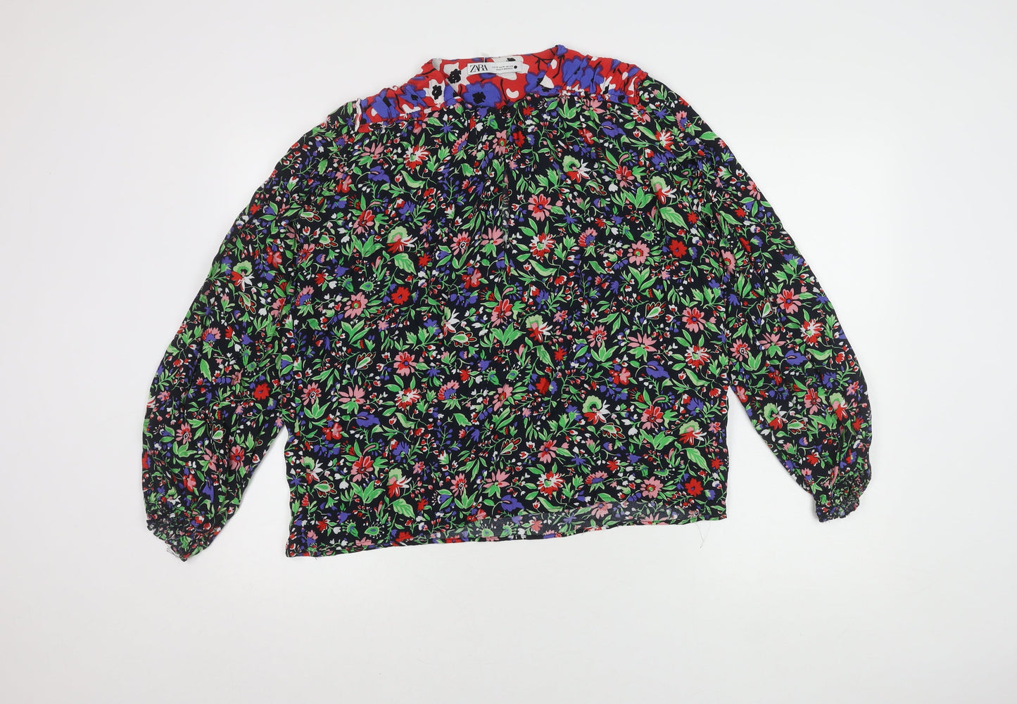 Womens UK Size 12 Zara Multicoloured Basic Blouse