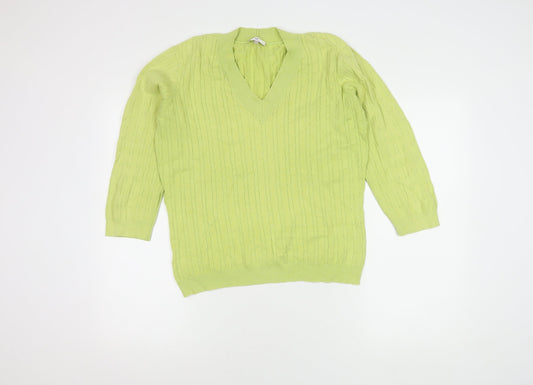 CC Women's Green Cable-Knit L Pullover Jumper