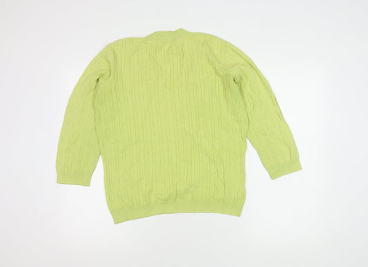 CC Women's Green Cable-Knit L Pullover Jumper