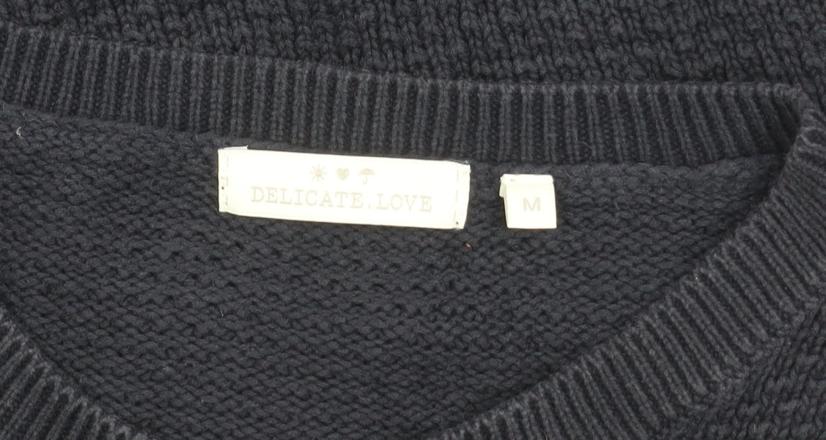 Delicate Love Women's Black Cardigan, M, Cotton Knit