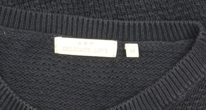 Delicate Love Women's Black Cardigan, M, Cotton Knit