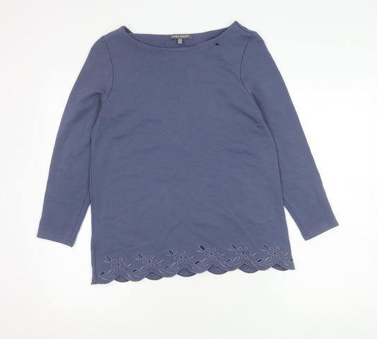 Laura Ashley Women's Blue Embroidered Top - Size 10