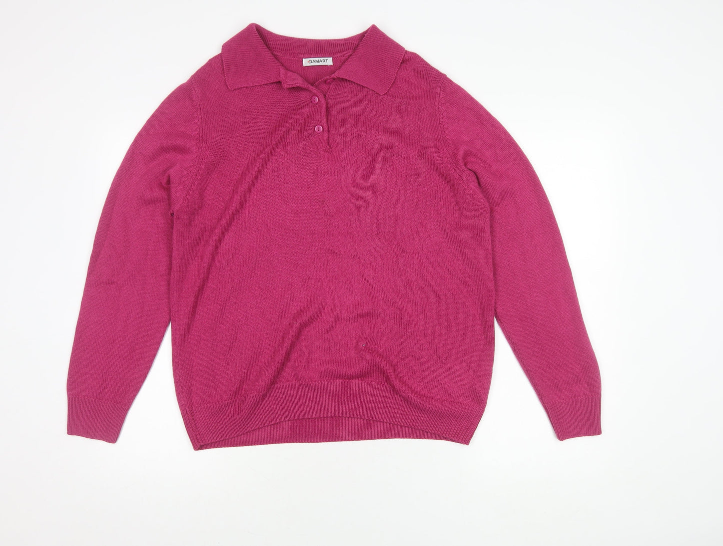 Damart Women's Pink Wool Polo Shirt, Size 14