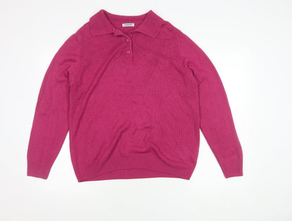 Damart Women's Pink Wool Polo Shirt, Size 14