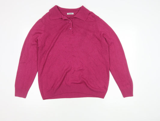 Damart Women's Pink Wool Polo Shirt, Size 14