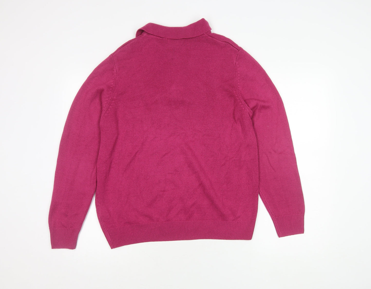 Damart Women's Pink Wool Polo Shirt, Size 14