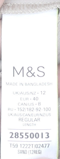 Womens UK Size 12 Marks and Spencer Regular Fit Casual Beige Trousers