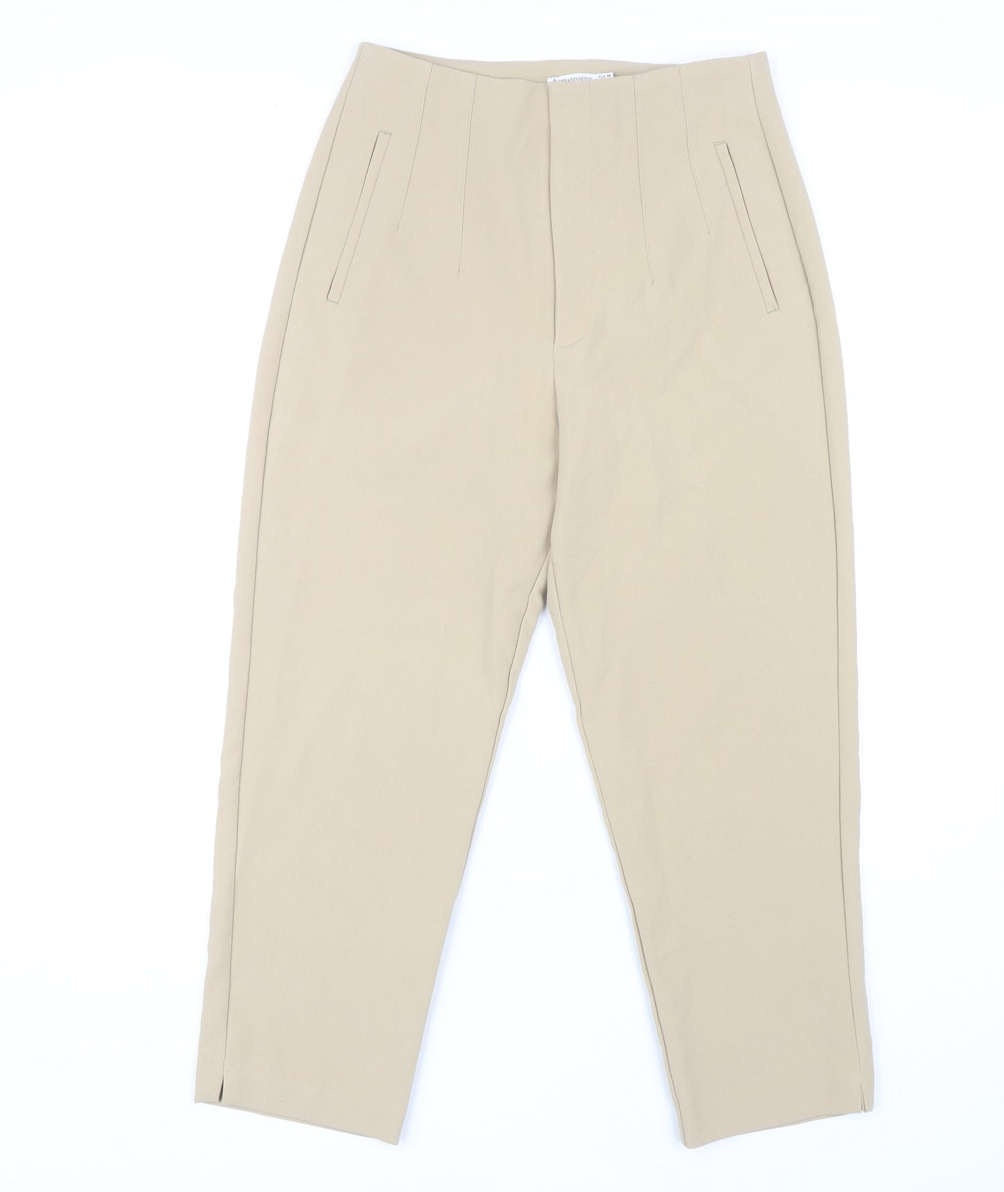 Womens UK Size 10 Stradivarius Regular Fit Business Casual Beige Trousers