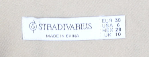 Womens UK Size 10 Stradivarius Regular Fit Business Casual Beige Trousers