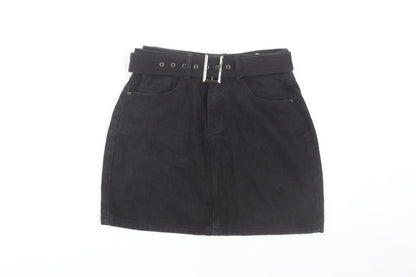 PrettyLittleThing Women's Black Denim Skirt, UK 10