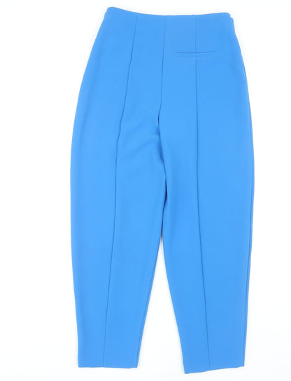Topshop Blue Belted Tapered Trousers, Size 6