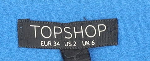 Topshop Blue Belted Tapered Trousers, Size 6