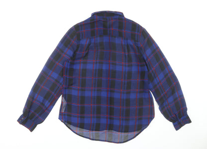 New Look Women's Blue Plaid Button-Up Shirt Size 12