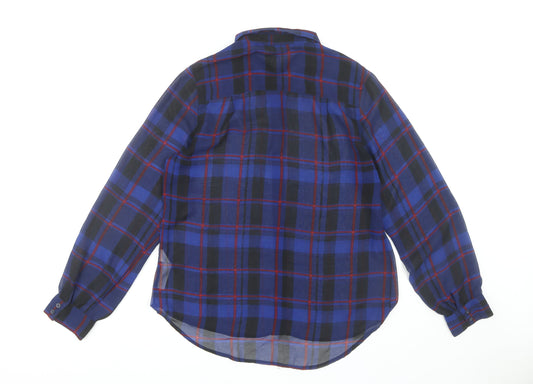 New Look Women's Blue Plaid Button-Up Shirt Size 12