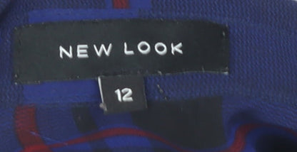 New Look Women's Blue Plaid Button-Up Shirt Size 12