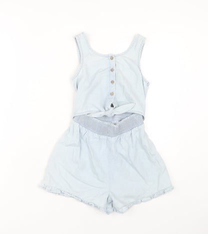 Next Girls Blue Playsuit, 6 Years, Sleeveless, Button Closure