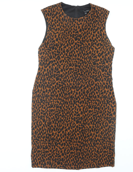 Dorothy Perkins Women's Brown Leopard Print Sheath Dress