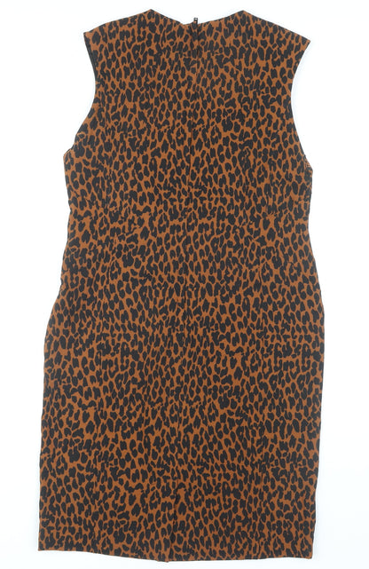 Dorothy Perkins Women's Brown Leopard Print Sheath Dress