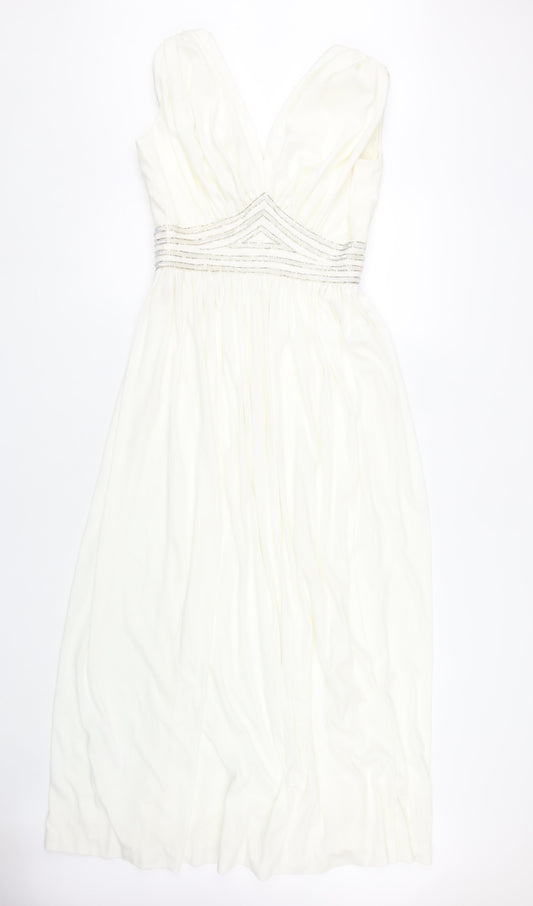 Trina Lewis Women’s Ivory A-Line Midi Dress