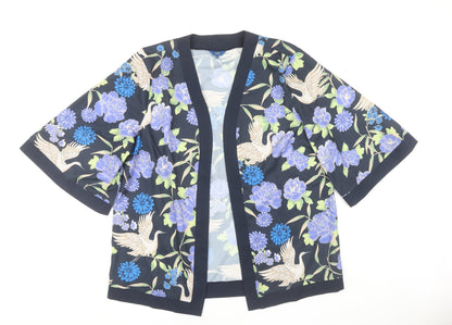 Cotton Traders Women's Blue Floral Kimono Blouse Size 16