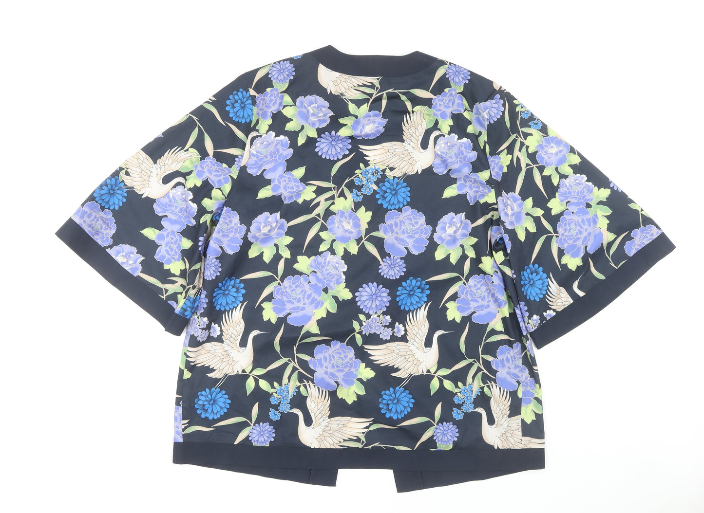 Cotton Traders Women's Blue Floral Kimono Blouse Size 16