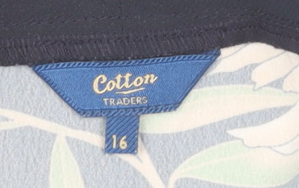 Cotton Traders Women's Blue Floral Kimono Blouse Size 16