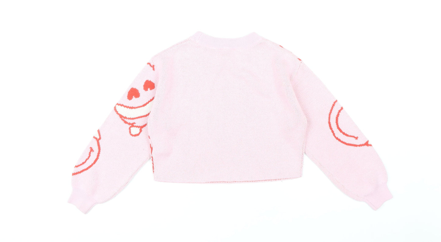 H&M Girls Pink Pullover Jumper, 9-10 Years, Autumn Winter